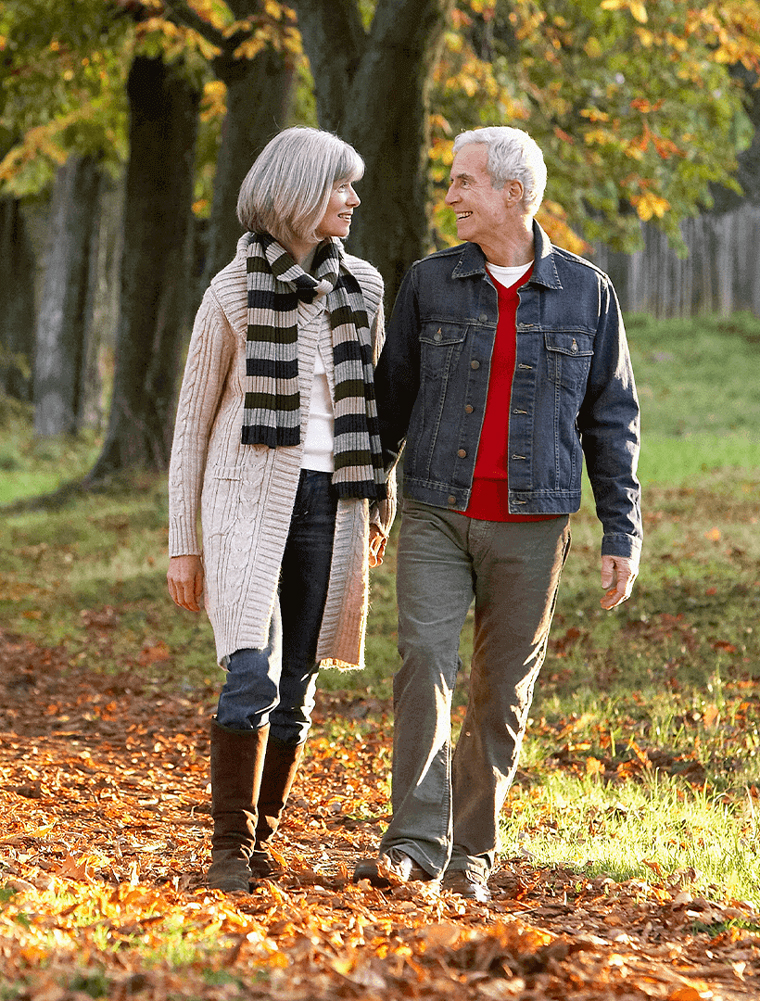 couple walking in the fall