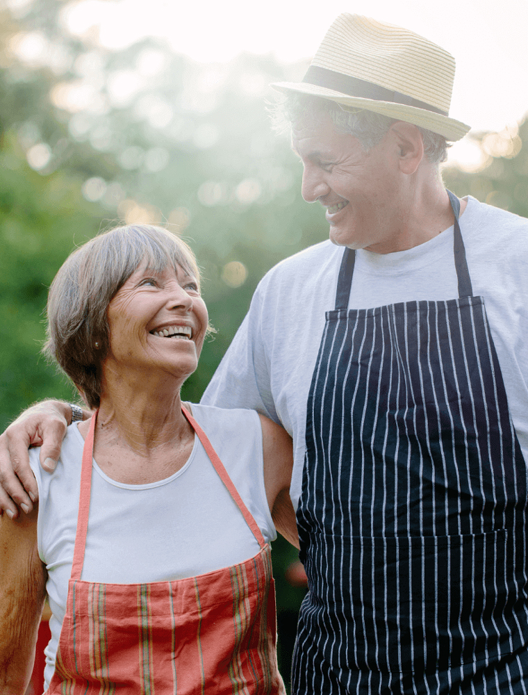 couple with aprons